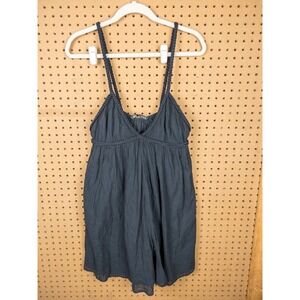 Zara Black Braided Trim Mini Dress V-Neck Strappy Boho Summer Size M